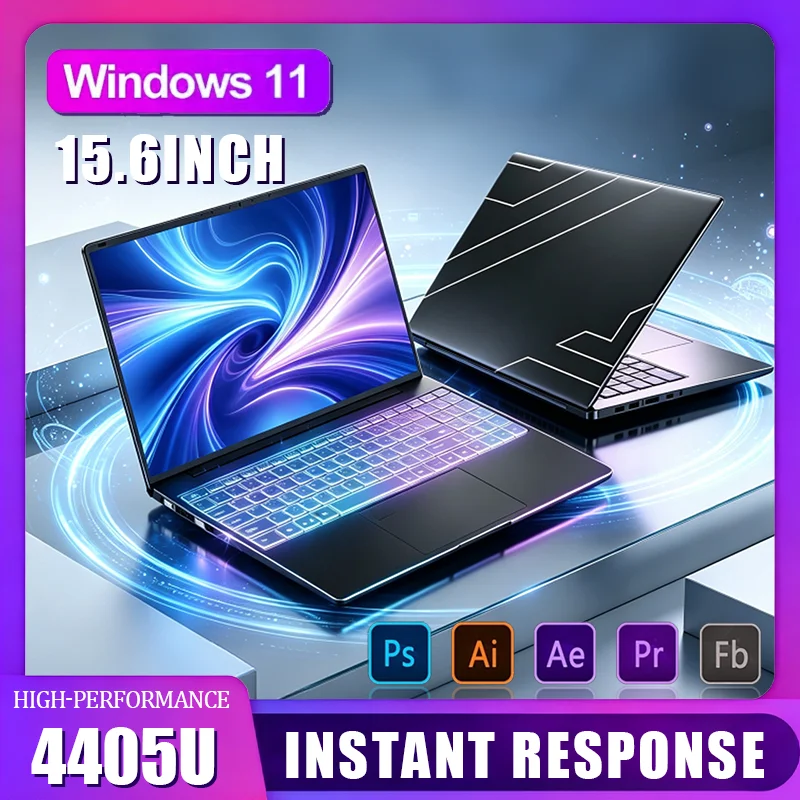 Gaming Keyboard 2026 - 2026年型、持ち運び可能なIntel Core 4405U搭載、15.6インチ、ゲーミング＆ビジネス向け、ブラックのノートパソコン。ラグのない快適なPCゲーミング体験を実現。32GB RAM、指紋認証ロック機能搭載。