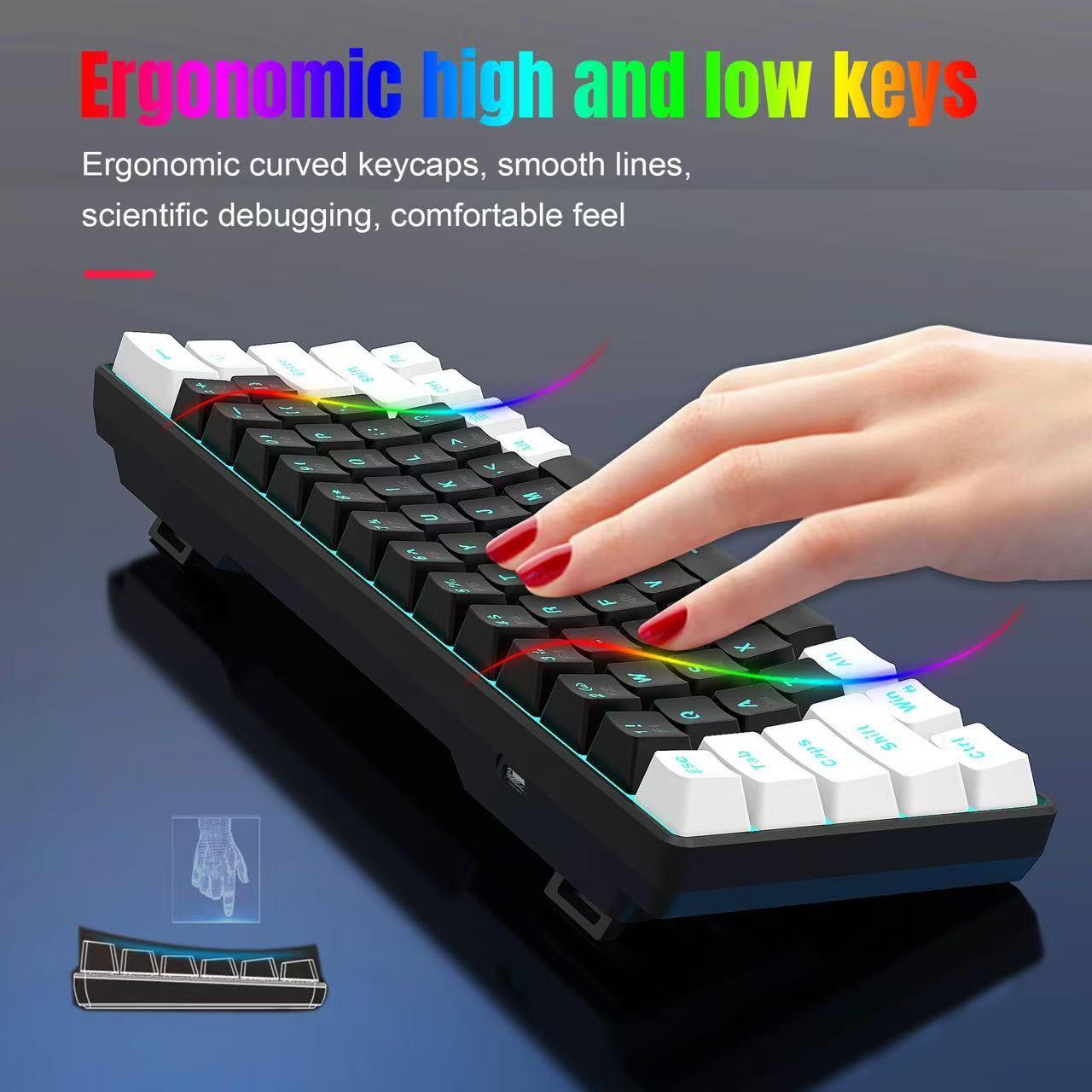 60% メカニカルキーボード、ブルースイッチとシーブルーバッ - Keyboard Gaming Blue Switch のレビューと価格