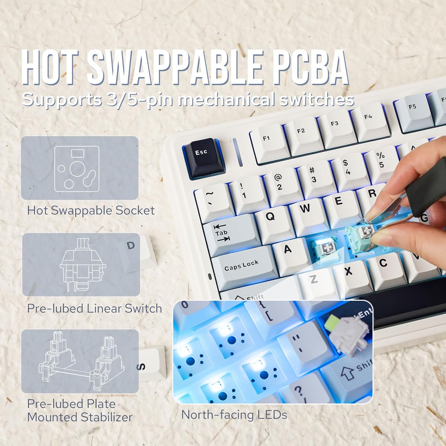 Aula F75 メカニカルキーボード 75% ワイヤレス  - Gaming Keyboard Hot Swappable のレビューと価格