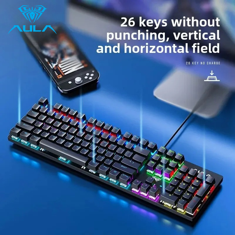 AULA S2022 有線ゲーミングキーボード人間工学バック - Keyboard Gaming Blue Switch のレビューと価格