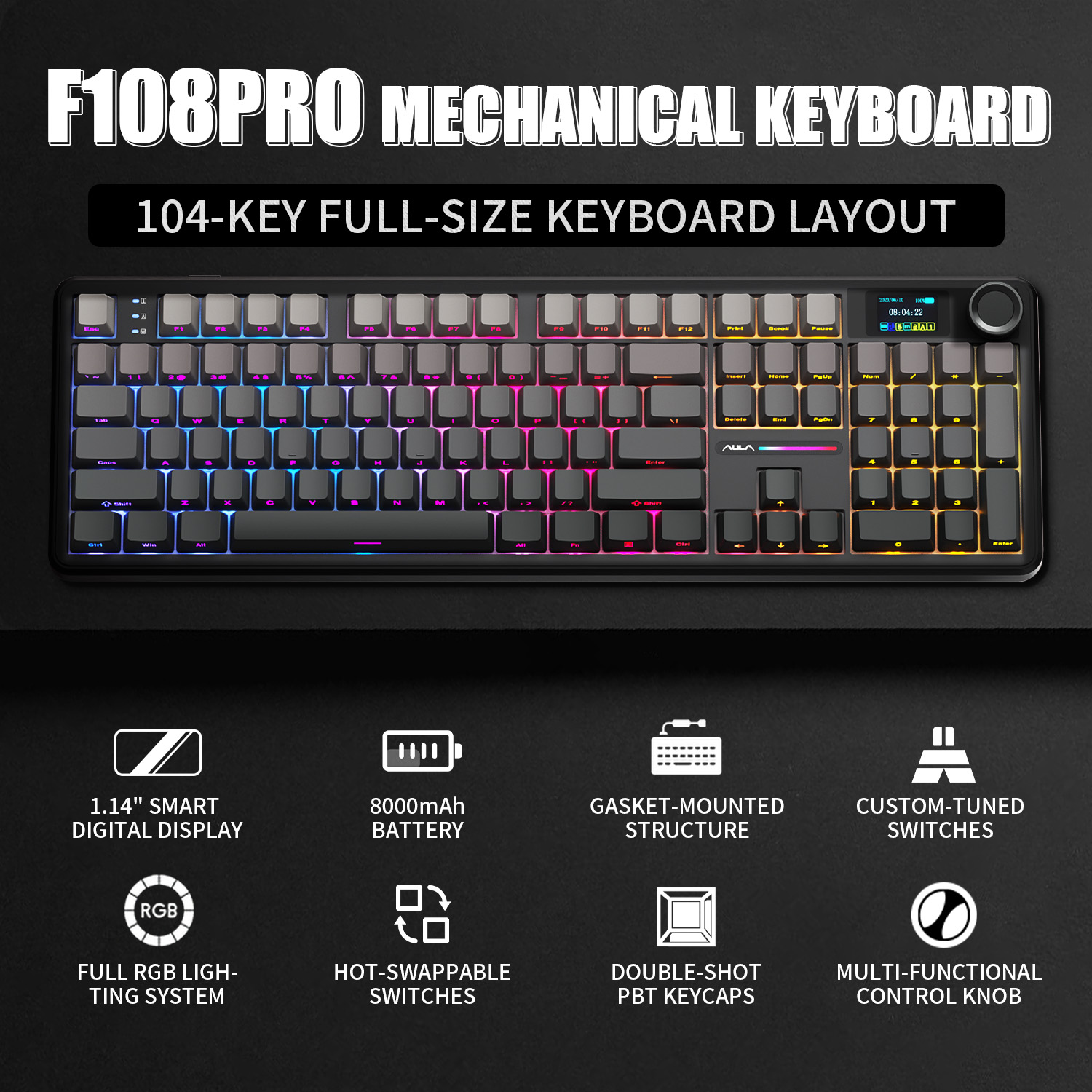 AULA F108 PRO メカニカルキーボード カスタム1 - Gaming Keyboard No Rgb のレビューと価格